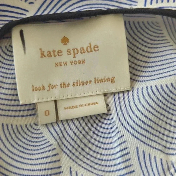 Kate Spade Blue & White Silk Long Sleeve Bird Print Shirt Women's Dress - Picture 6 of 7